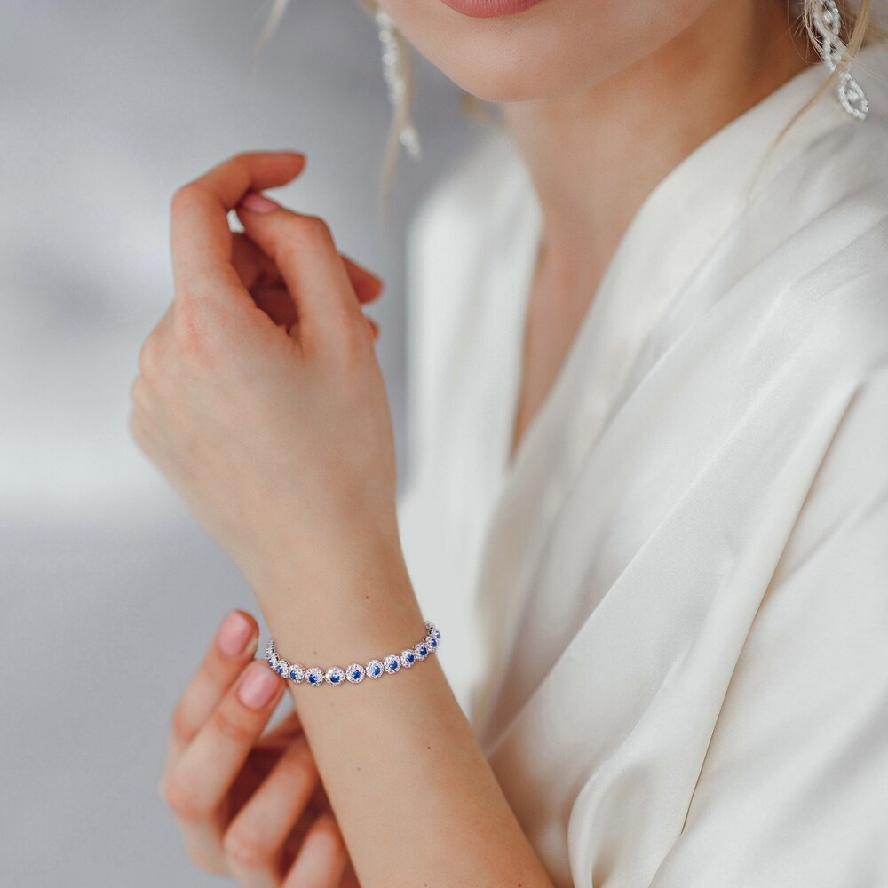 Lab-Created Blue Sapphire & Lab-Created White Sapphire Tennis Bracelet Sterling Silver 4l3J8k8c Lab-Created Blue Sapphire & Lab-Created White Sapphire Tennis Bracelet Sterling Silver 4l3J8k8c