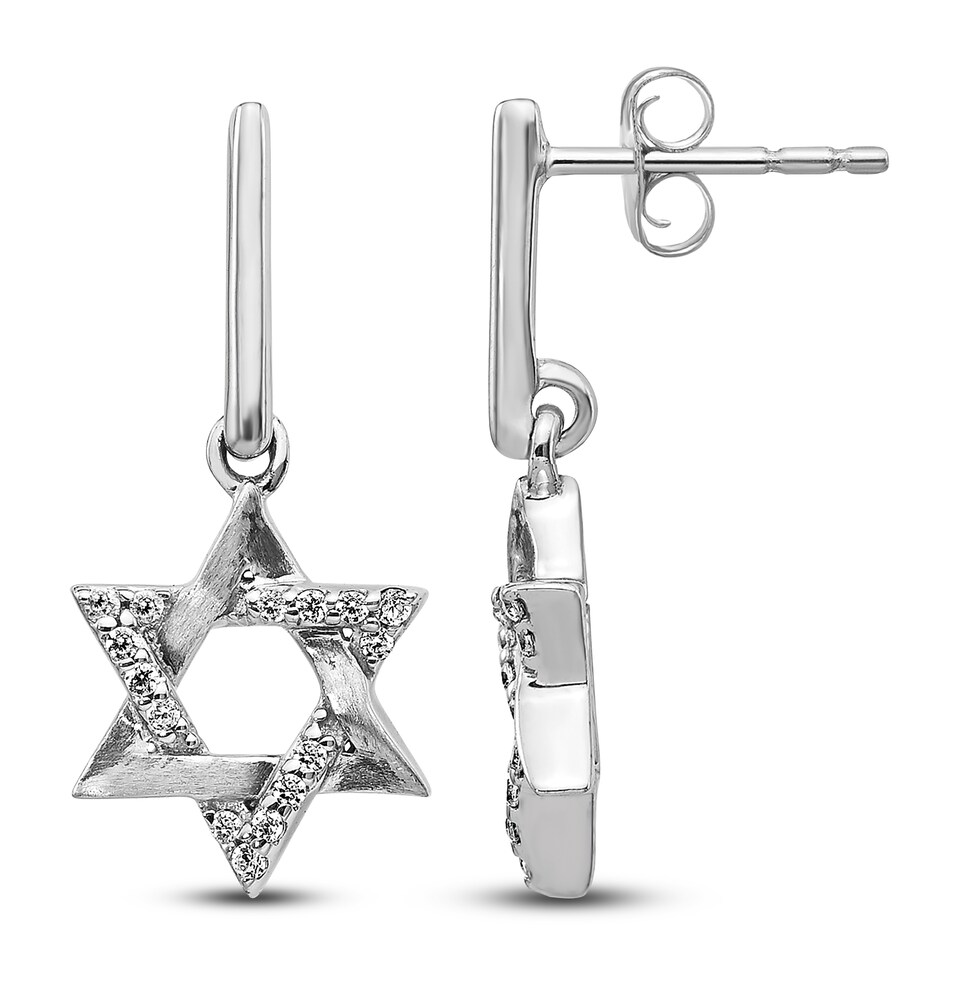 Diamond Dangle Earrings 1/6 ct tw Round 14K White Gold 4mM95OY5 Diamond Dangle Earrings 1/6 ct tw Round 14K White Gold 4mM95OY5