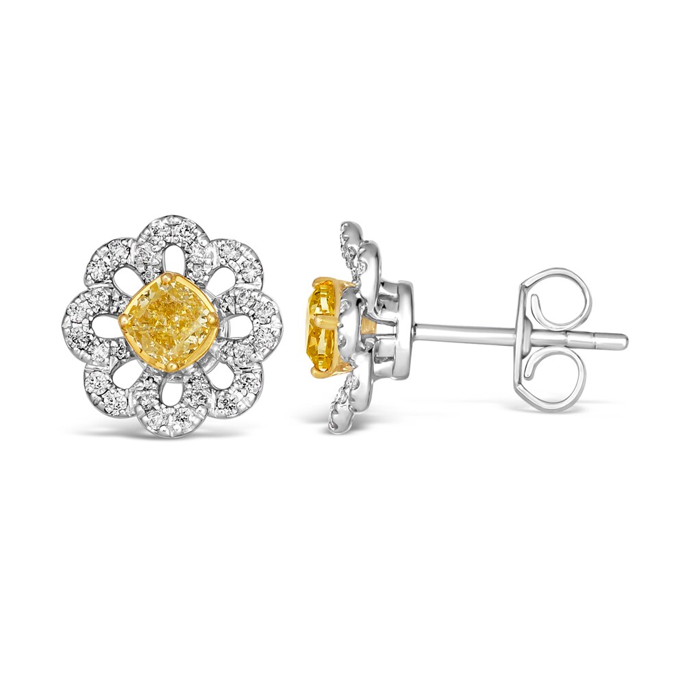 Le Vian Sunny Yellow Diamond Stud Earrings 5/8 ct tw Round 14K Two-Tone Gold 4obpbt9U