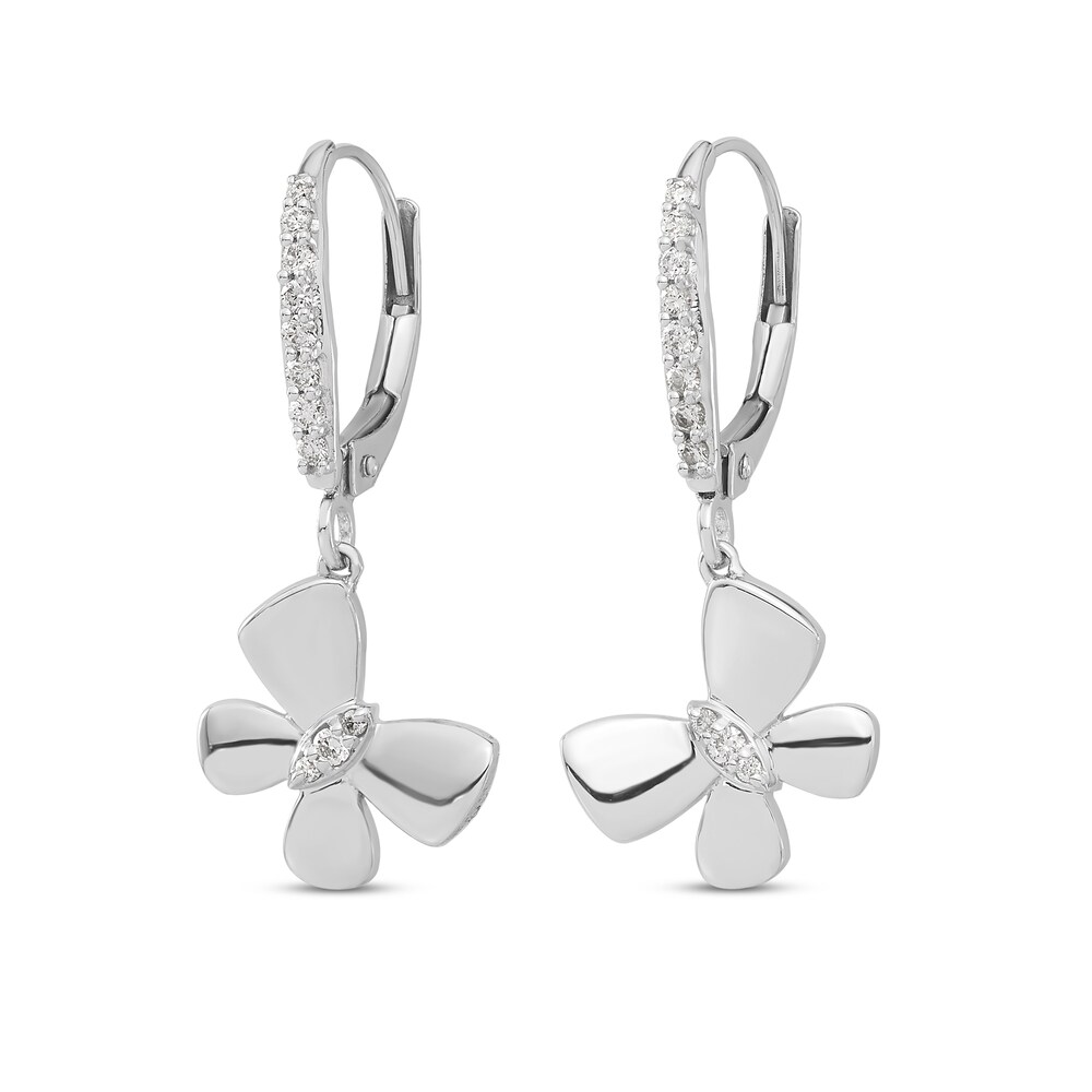 Diamond Butterfly Drop Earrings 1/6 ct tw Round 14K White Gold 4pP1mSNi Diamond Butterfly Drop Earrings 1/6 ct tw Round 14K White Gold 4pP1mSNi