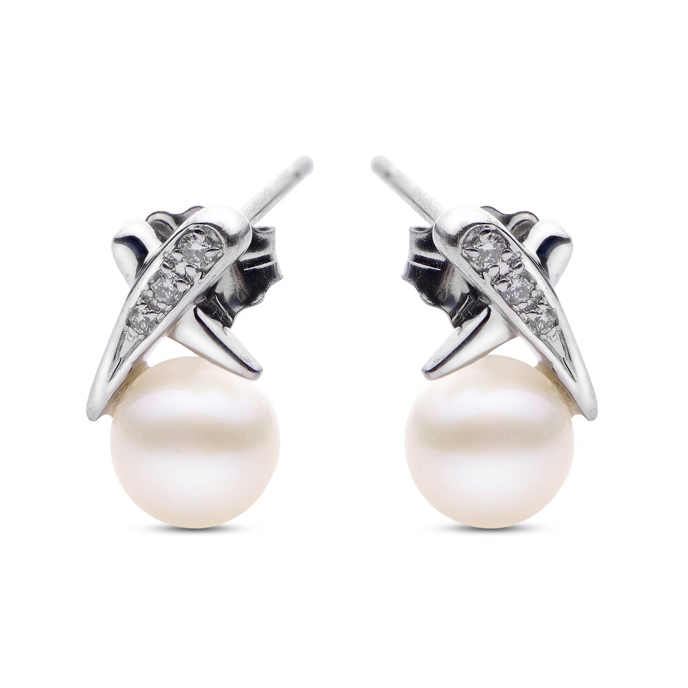 Cultured Akoya Pearl Stud Earrings Diamond Accent 14K White Gold 4yUFRgkn Cultured Akoya Pearl Stud Earrings Diamond Accent 14K White Gold 4yUFRgkn