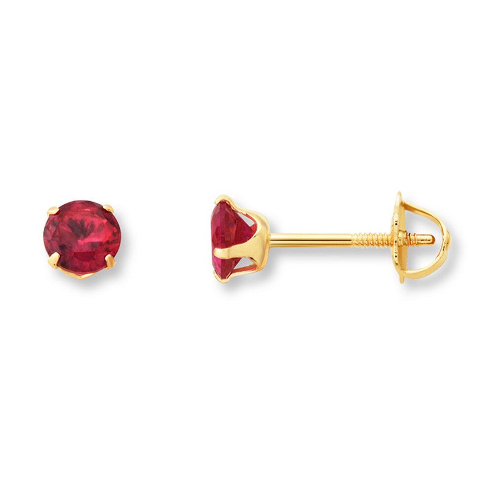 Children's Stud Earrings Lab-Created Ruby 14K Yellow Gold 52IMuhRs Children's Stud Earrings Lab-Created Ruby 14K Yellow Gold 52IMuhRs