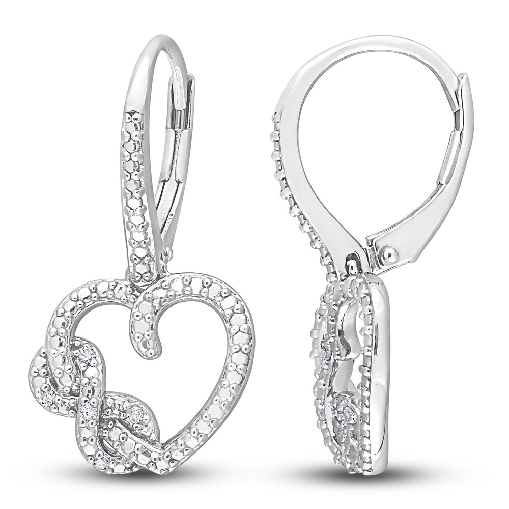 Diamond Heart Dangle Earrings 1/20 ct tw Round Sterling Silver 53gYmu9s Diamond Heart Dangle Earrings 1/20 ct tw Round Sterling Silver 53gYmu9s