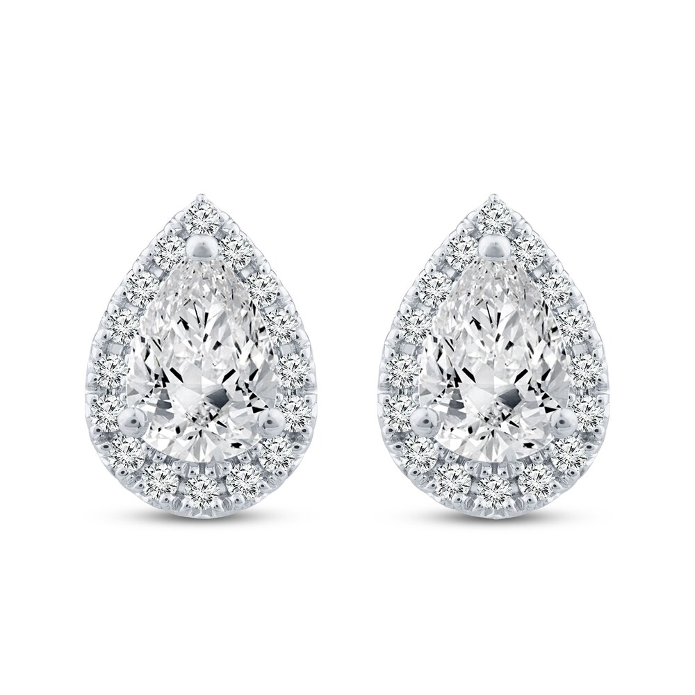 Diamond Stud Earrings 3/4 ct tw Pear-shaped/Round 10K White Gold 55GlqRg2 Diamond Stud Earrings 3/4 ct tw Pear-shaped/Round 10K White Gold 55GlqRg2