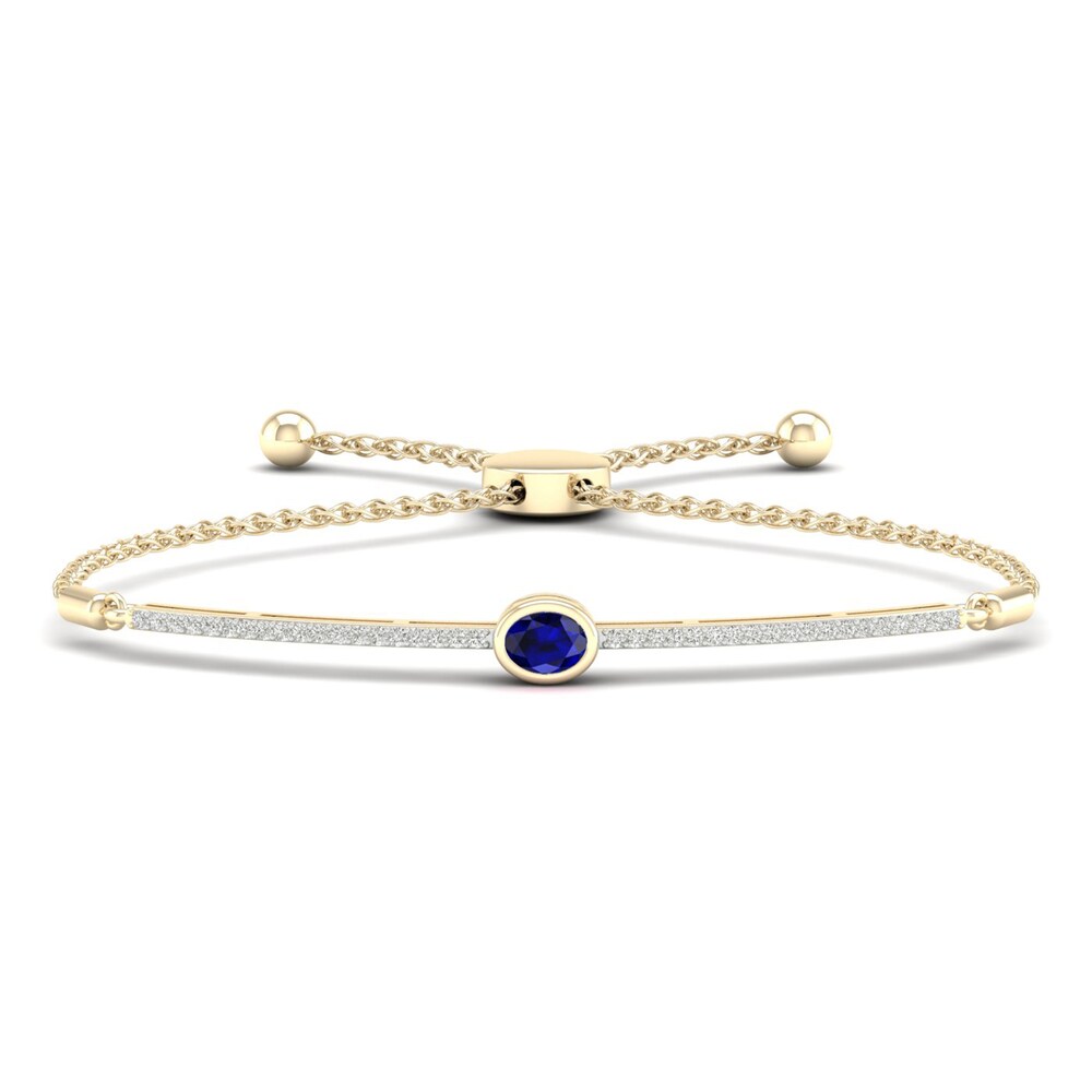 Natural Sapphire Bolo Bracelet 1/6 ct tw Diamonds 10K Yellow Gold 57gzNgoj Natural Sapphire Bolo Bracelet 1/6 ct tw Diamonds 10K Yellow Gold 57gzNgoj