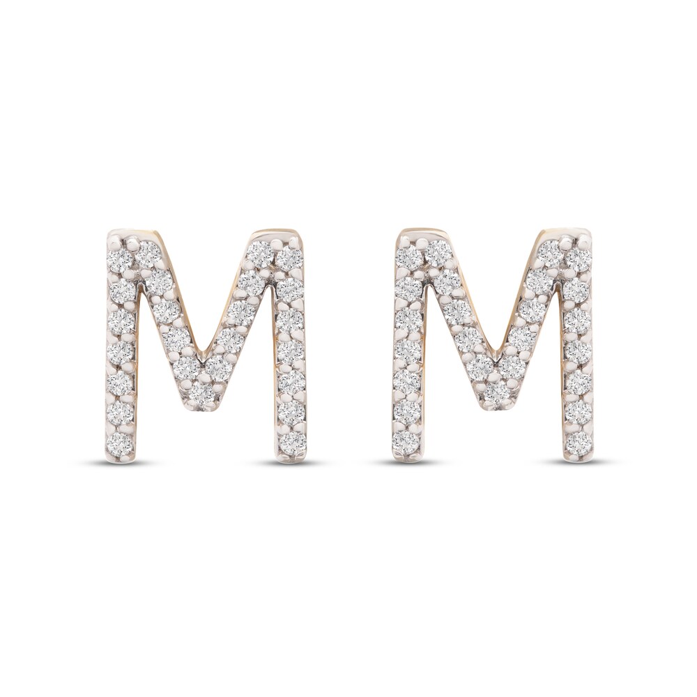 Diamond Letter M Earrings 1/10 ct tw Round 10K Yellow Gold 59sYs0SU Diamond Letter M Earrings 1/10 ct tw Round 10K Yellow Gold 59sYs0SU