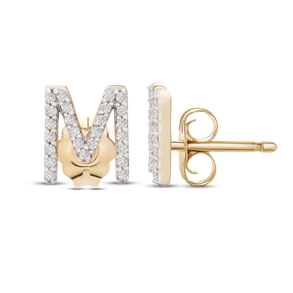 Diamond Letter M Earrings 1/10 ct tw Round 10K Yellow Gold 59sYs0SU Diamond Letter M Earrings 1/10 ct tw Round 10K Yellow Gold 59sYs0SU