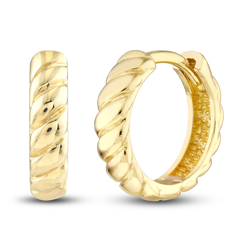 Ribbed Huggie Earrings 14K Yellow Gold 5Bsic0vK Ribbed Huggie Earrings 14K Yellow Gold 5Bsic0vK