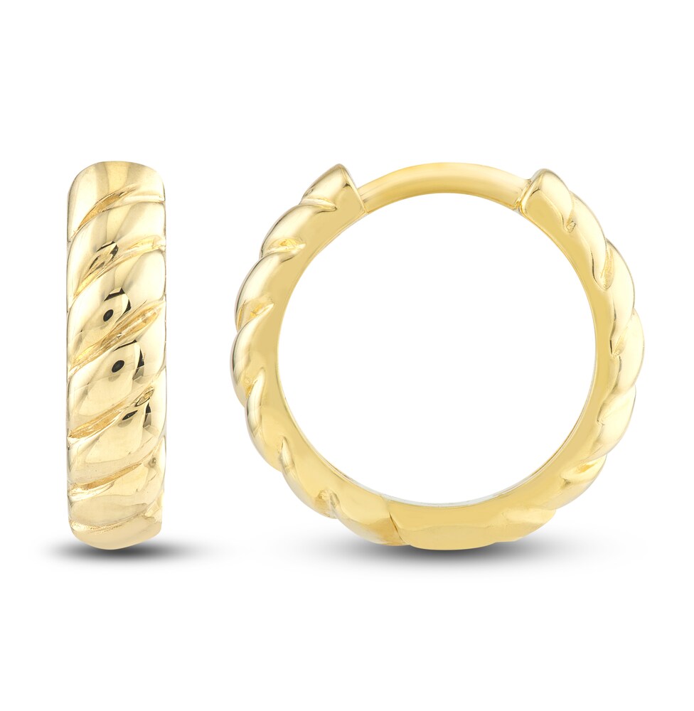 Ribbed Huggie Earrings 14K Yellow Gold 5Bsic0vK Ribbed Huggie Earrings 14K Yellow Gold 5Bsic0vK