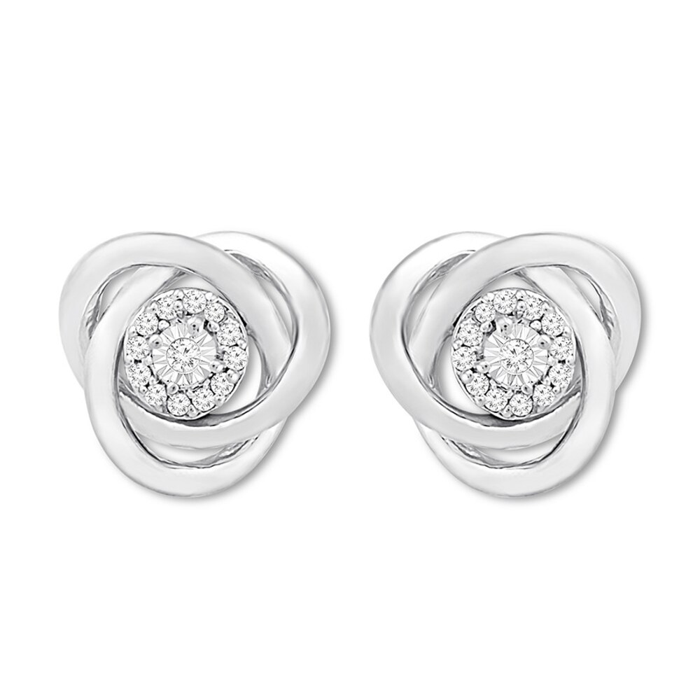 Diamond Knot Earrings 1/20 ct tw Round-cut Sterling Silver 5ESc9CMu Diamond Knot Earrings 1/20 ct tw Round-cut Sterling Silver 5ESc9CMu