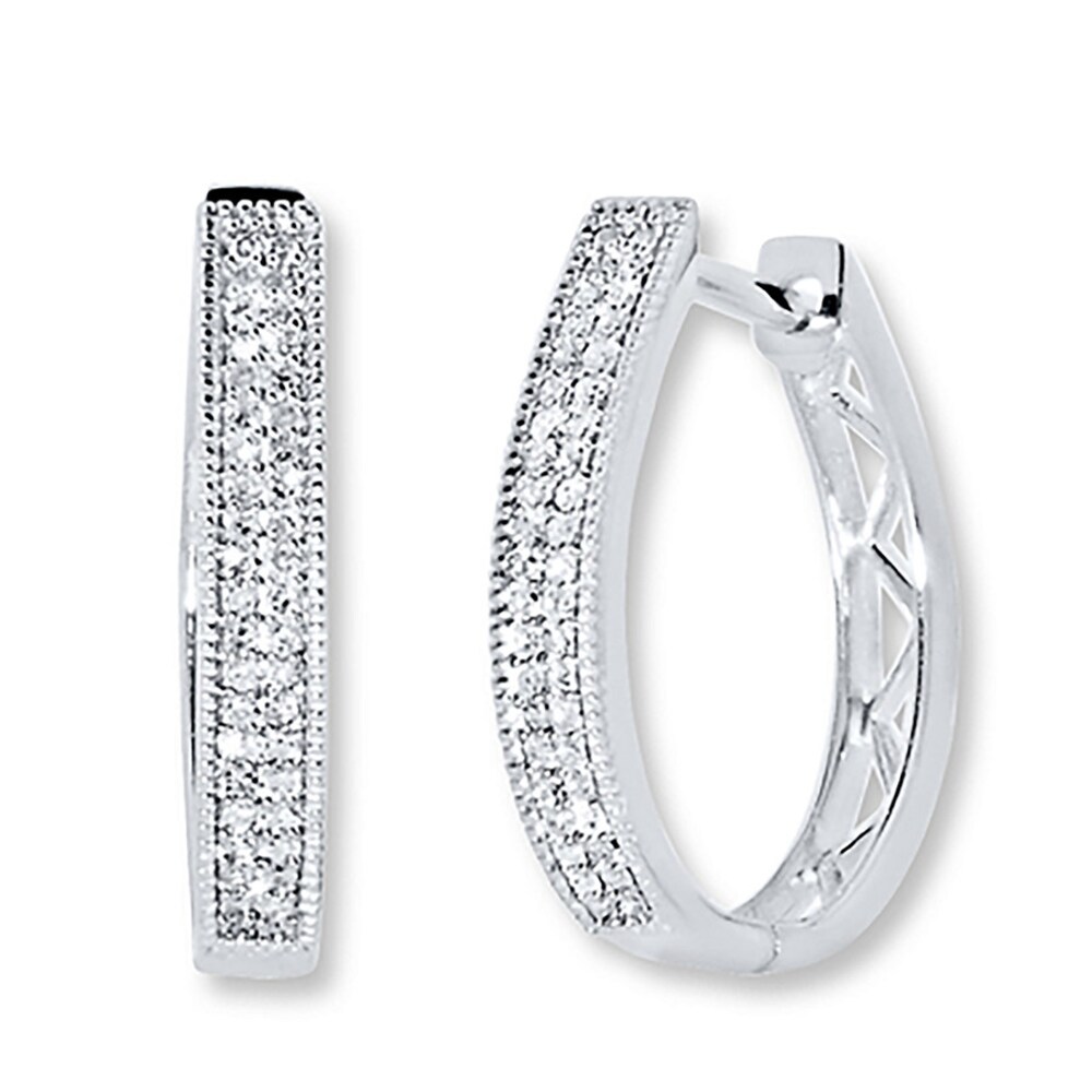Diamond Hoop Earrings 1/4 ct tw Round-cut Sterling Silver 5J5AJvsS Diamond Hoop Earrings 1/4 ct tw Round-cut Sterling Silver 5J5AJvsS