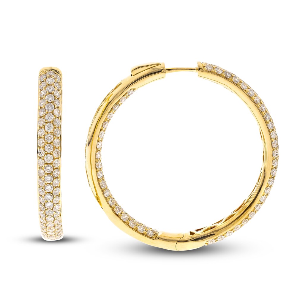 Diamond Hoop Earrings 5-1/4 ct tw Round 14K Yellow Gold 5JQLtbWf Diamond Hoop Earrings 5-1/4 ct tw Round 14K Yellow Gold 5JQLtbWf