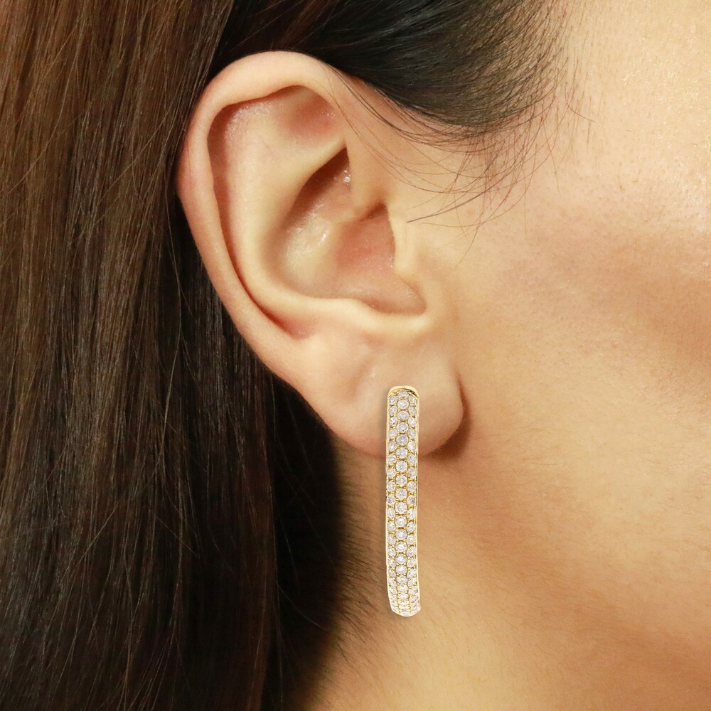Diamond Hoop Earrings 5-1/4 ct tw Round 14K Yellow Gold 5JQLtbWf Diamond Hoop Earrings 5-1/4 ct tw Round 14K Yellow Gold 5JQLtbWf