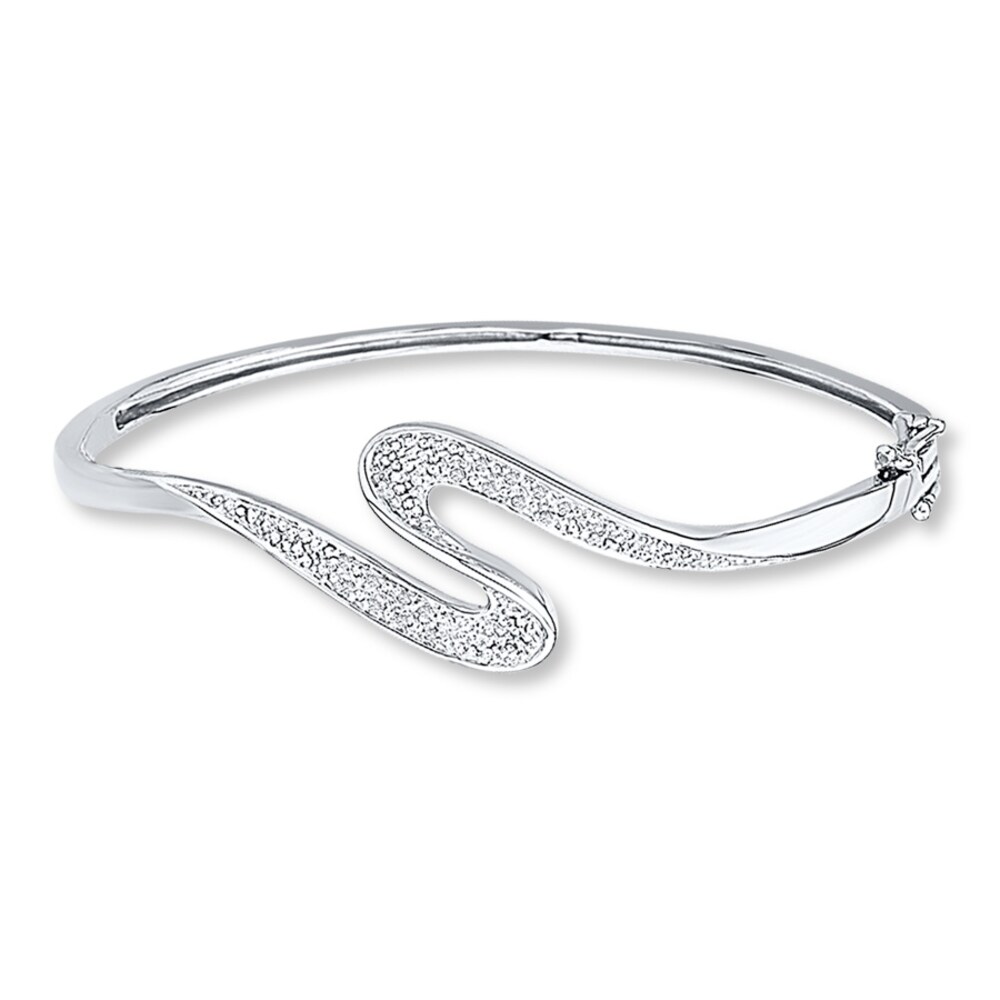 Diamond Bangle 1/20 ct tw Round-cut Sterling Silver 5KNKFrDS Diamond Bangle 1/20 ct tw Round-cut Sterling Silver 5KNKFrDS