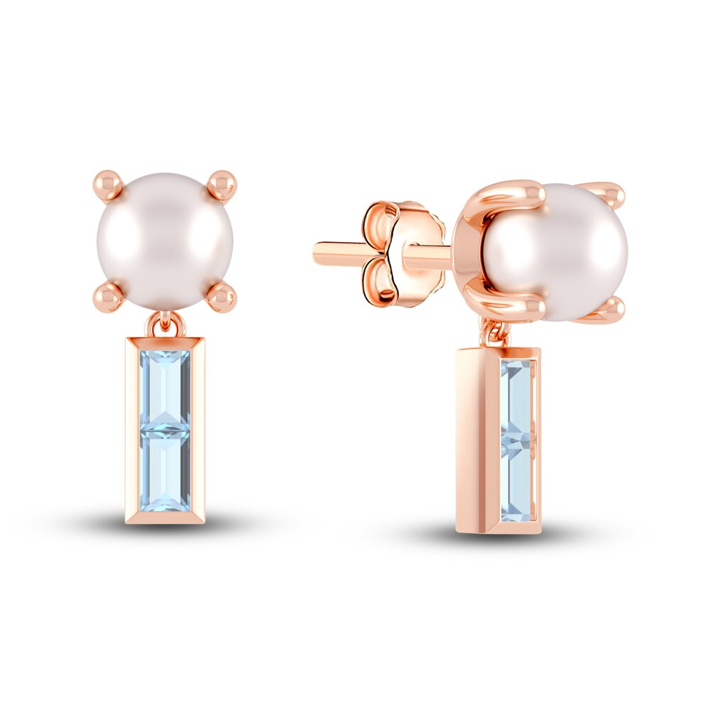 Juliette Maison Natural Aquamarine Baguette and Cultured Freshwater Pearl Earrings 10K Rose Gold 5OzapJG7 Juliette Maison Natural Aquamarine Baguette and Cultured Freshwater Pearl Earrings 10K Rose Gold 5OzapJG7