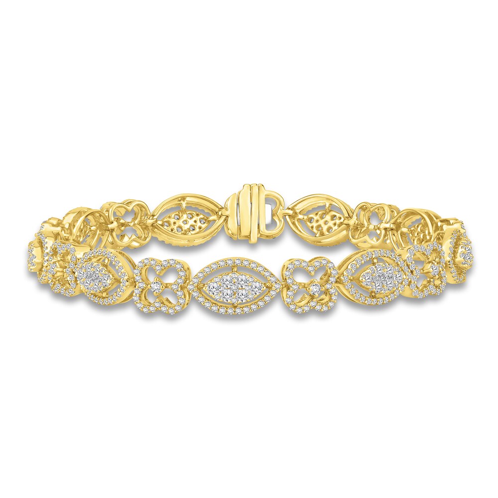 Diamond Bracelet 3-1/2 carats tw Round 14K Yellow Gold 5P1ea5qs Diamond Bracelet 3-1/2 carats tw Round 14K Yellow Gold 5P1ea5qs