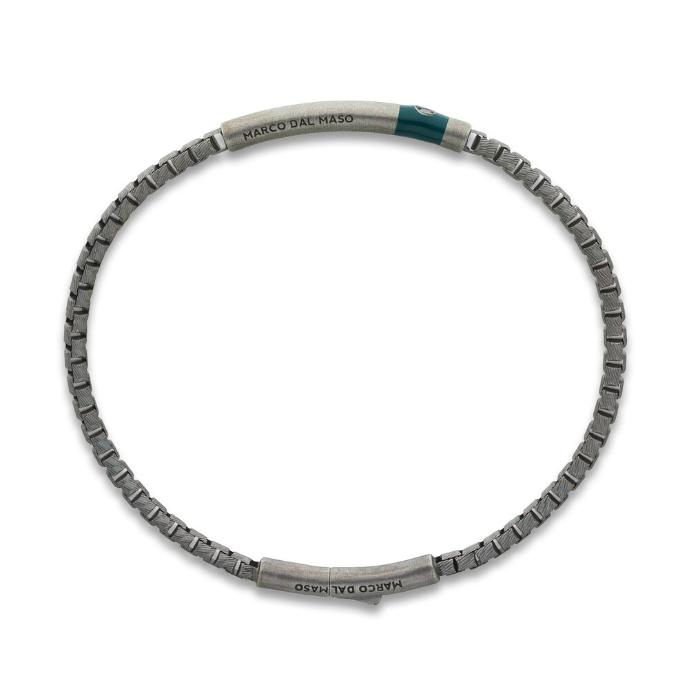 Marco Dal Maso Men\'s Black Diamond Accent Bracelet Green Enamel Sterling Silver 8\" 5a4w5zGN Marco Dal Maso Men\'s Black Diamond Accent Bracelet Green Enamel Sterling Silver 8\" 5a4w5zGN