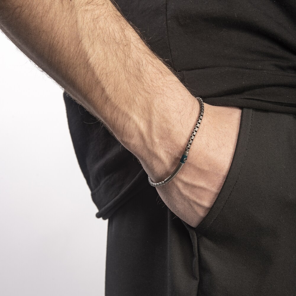 Marco Dal Maso Men\'s Black Diamond Accent Bracelet Green Enamel Sterling Silver 8\" 5a4w5zGN Marco Dal Maso Men\'s Black Diamond Accent Bracelet Green Enamel Sterling Silver 8\" 5a4w5zGN