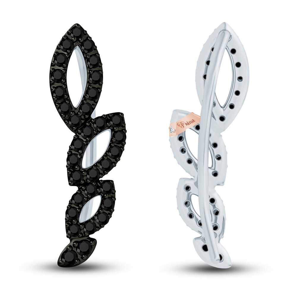 Pnina Tornai Black Diamond Climber Earrings 3/4 ct tw Round 14K White Gold 5a70V5BL