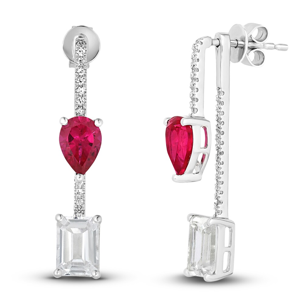 Lab-Created Ruby & Lab-Created White Sapphire Dangle Earrings 10K White Gold 5hVtqcPj Lab-Created Ruby & Lab-Created White Sapphire Dangle Earrings 10K White Gold 5hVtqcPj