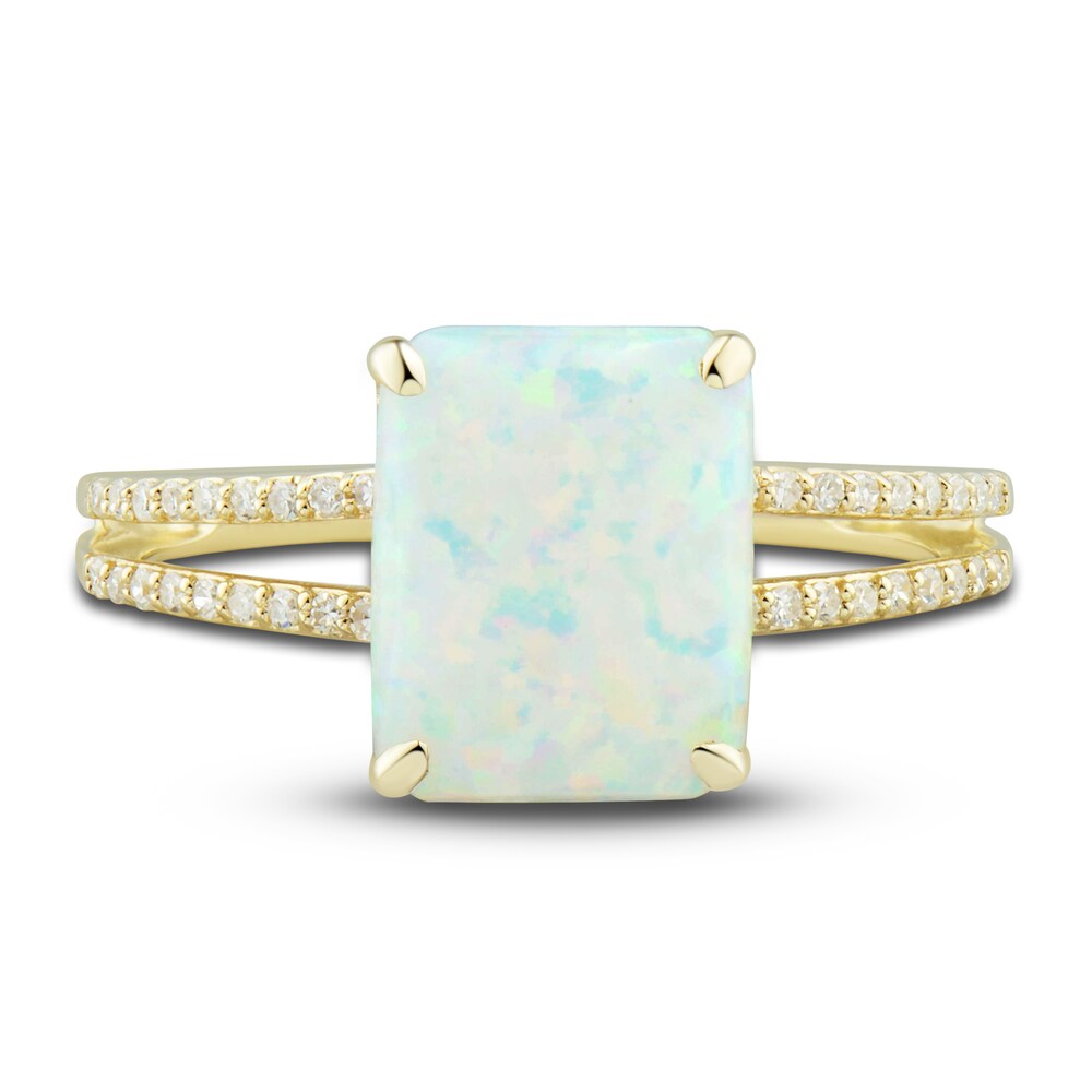 Lab-Created Opal Ring, Earring & Necklace Set 1/5 ct tw Diamonds 10K Yellow Gold 5oHpK7eO Lab-Created Opal Ring, Earring & Necklace Set 1/5 ct tw Diamonds 10K Yellow Gold 5oHpK7eO