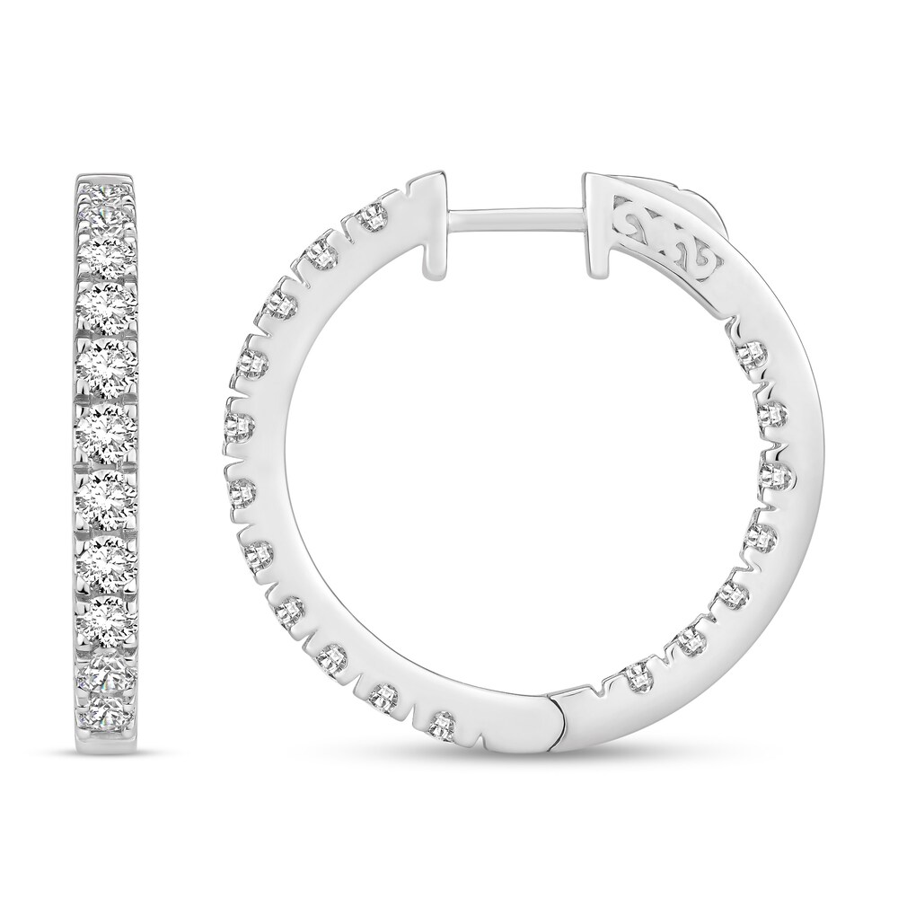 Diamond Hoop Earrings 3 ct tw Round 18K White Gold 637WT3DG Diamond Hoop Earrings 3 ct tw Round 18K White Gold 637WT3DG