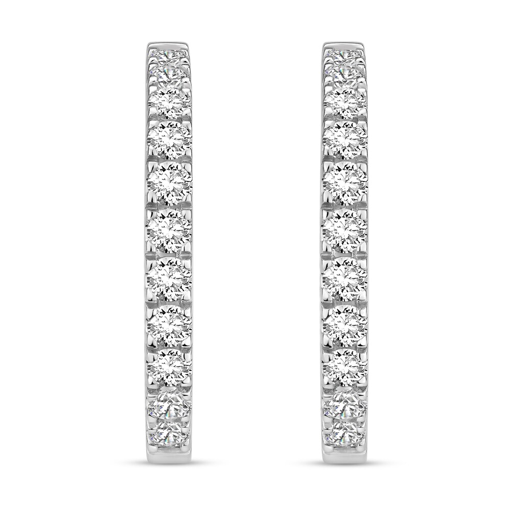 Diamond Hoop Earrings 3 ct tw Round 18K White Gold 637WT3DG