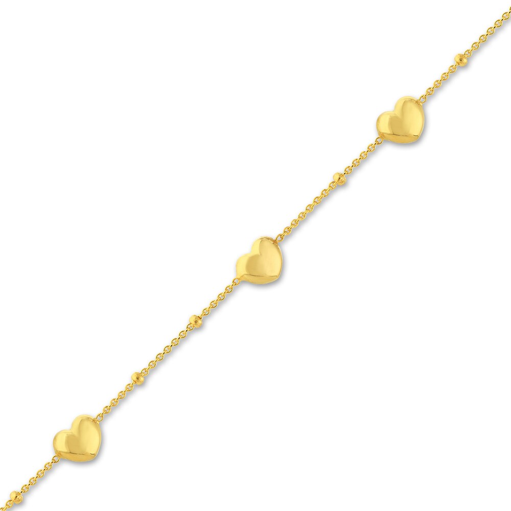 Puffy Heart Station Bracelet 14K Yellow Gold 6.8\" Adj. 64SVhZO0 Puffy Heart Station Bracelet 14K Yellow Gold 6.8\" Adj. 64SVhZO0