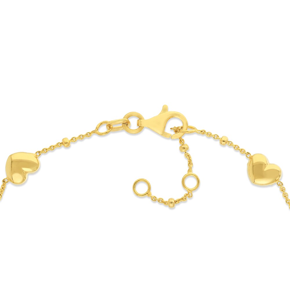 Puffy Heart Station Bracelet 14K Yellow Gold 6.8\" Adj. 64SVhZO0 Puffy Heart Station Bracelet 14K Yellow Gold 6.8\" Adj. 64SVhZO0