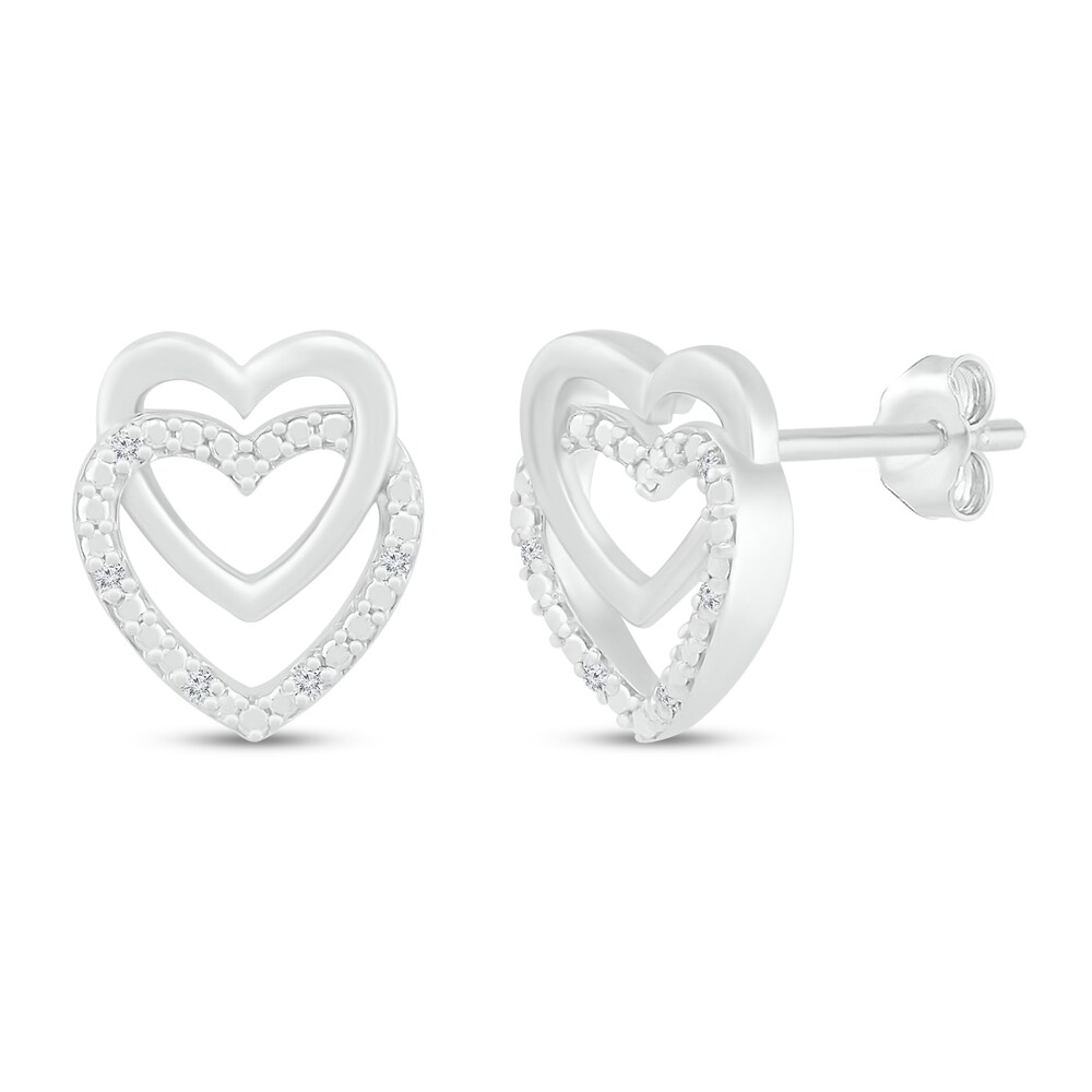 Heart Earrings Diamond Accents Sterling Silver 6GHsOgtn Heart Earrings Diamond Accents Sterling Silver 6GHsOgtn