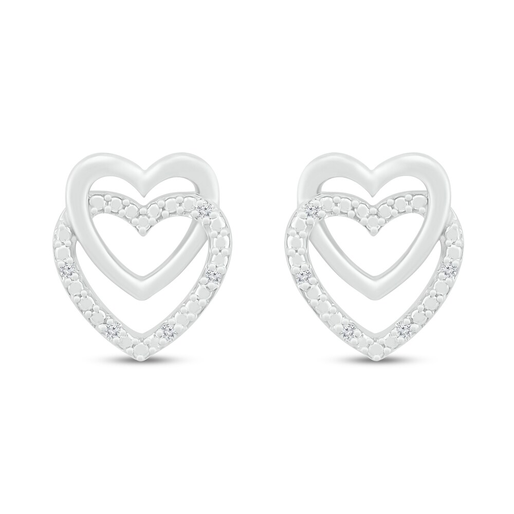 Heart Earrings Diamond Accents Sterling Silver 6GHsOgtn Heart Earrings Diamond Accents Sterling Silver 6GHsOgtn