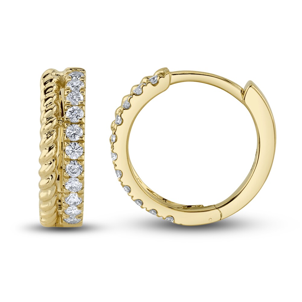 Shy Creation Diamond Huggie Earrings 1/6 ct tw Round 14K Yellow Gold SC55021775 6GNz147l