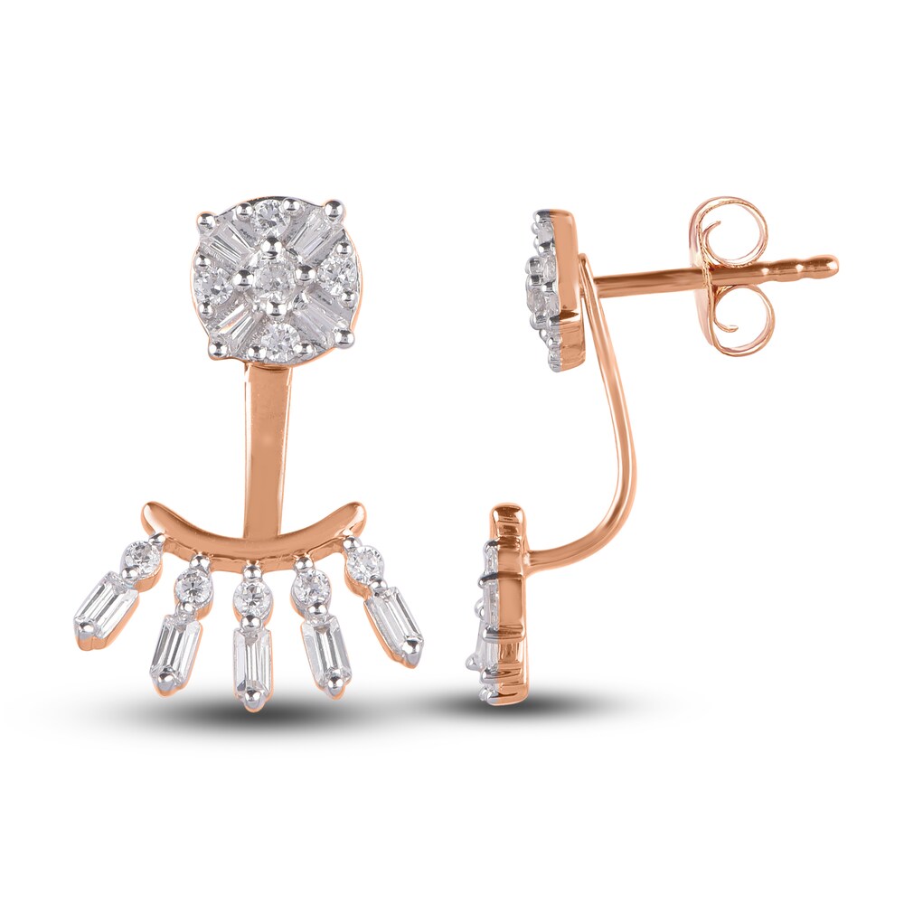 Diamond Drop Earrings 1/2 ct tw Round/Baguette 14K Rose Gold 6KfZoziQ Diamond Drop Earrings 1/2 ct tw Round/Baguette 14K Rose Gold 6KfZoziQ
