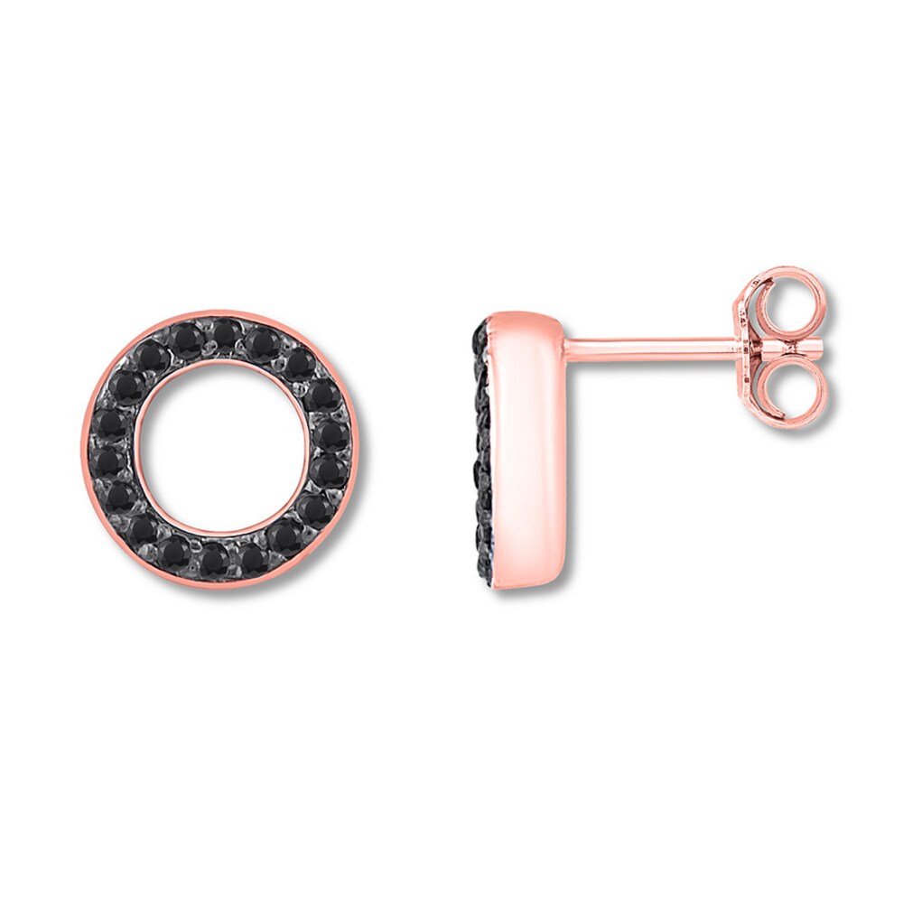 Black Diamond Circle Stud Earrings 1/10 ct tw 10K Rose Gold 6KyItaHn Black Diamond Circle Stud Earrings 1/10 ct tw 10K Rose Gold 6KyItaHn