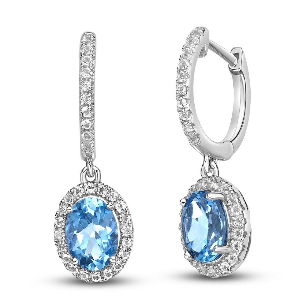 Natural Blue Topaz & Lab-Created White Sapphire Dangle Earrings Sterling Silver 6KzNAfRO Natural Blue Topaz & Lab-Created White Sapphire Dangle Earrings Sterling Silver 6KzNAfRO