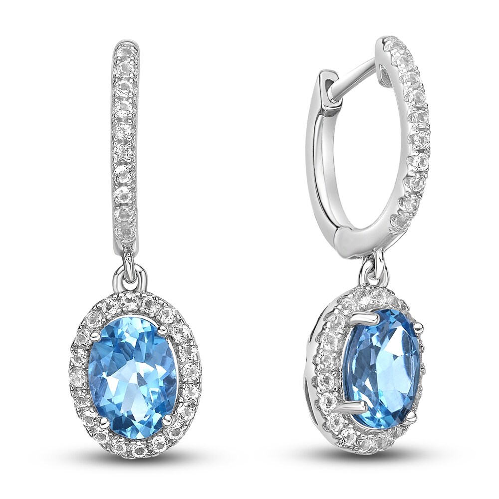 Natural Blue Topaz & Lab-Created White Sapphire Dangle Earrings Sterling Silver 6KzNAfRO Natural Blue Topaz & Lab-Created White Sapphire Dangle Earrings Sterling Silver 6KzNAfRO