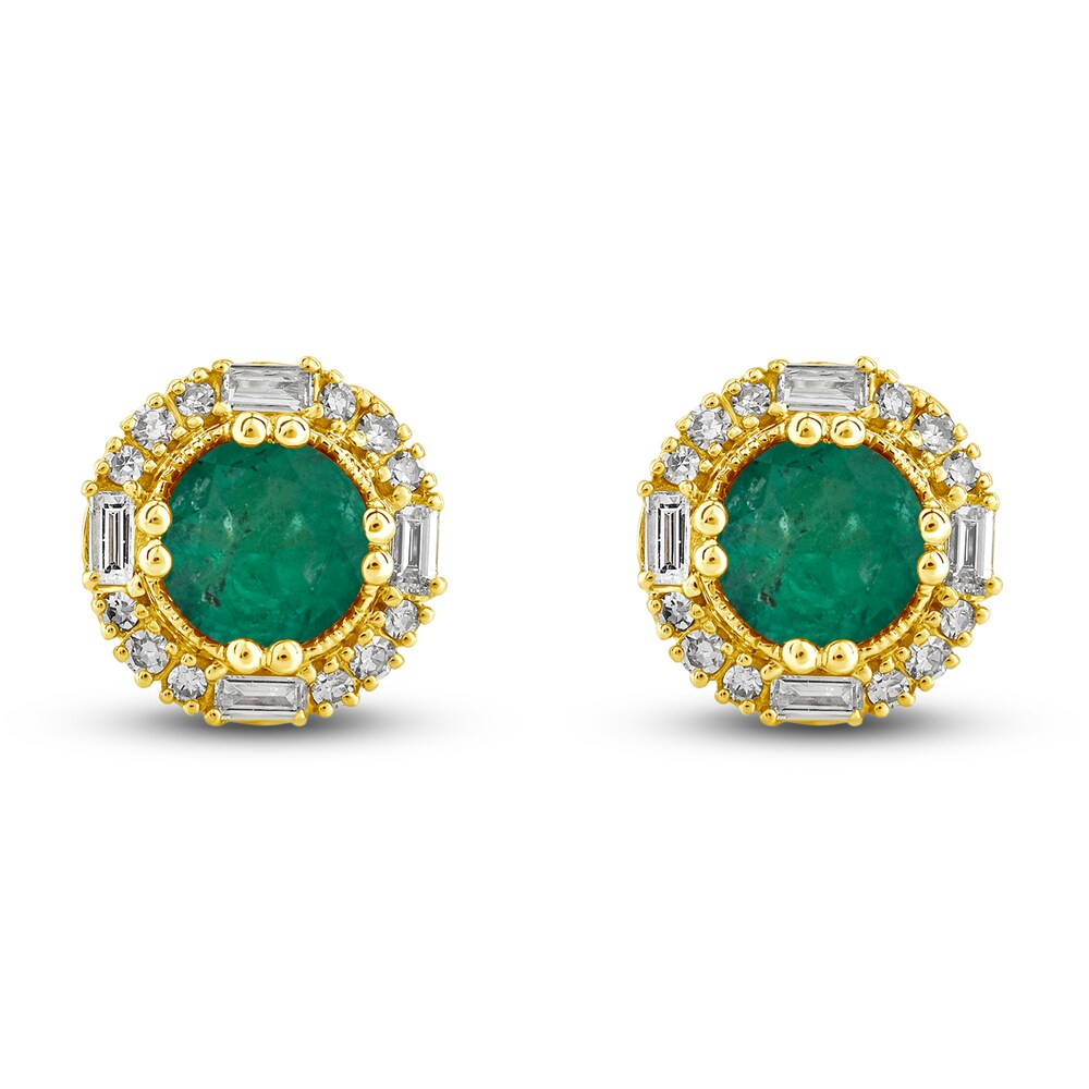 Natural Emerald Stud Earrings 1/4 ct tw Diamonds 14K Yellow Gold 6OY3LHbl Natural Emerald Stud Earrings 1/4 ct tw Diamonds 14K Yellow Gold 6OY3LHbl