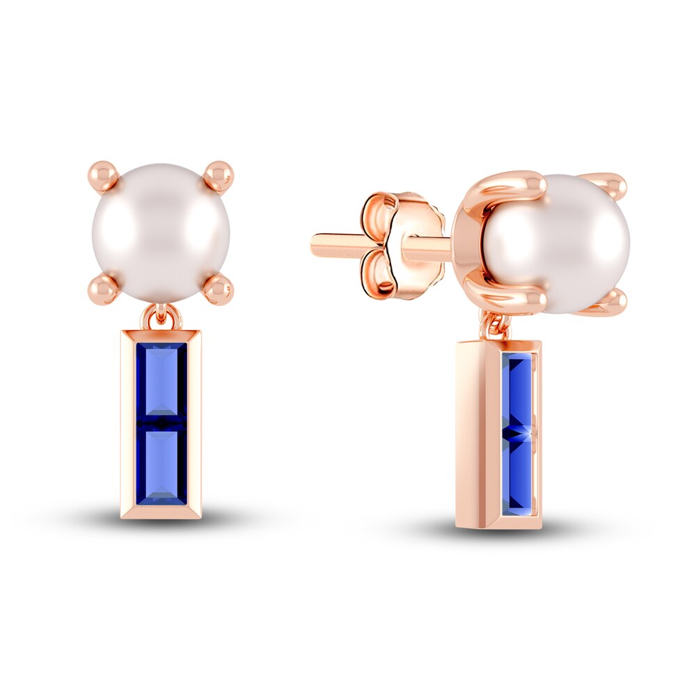Juliette Maison Natural Blue Sapphire Baguette and Cultured Freshwater Pearl Earrings 10K Rose Gold 6Wl0mEWx Juliette Maison Natural Blue Sapphire Baguette and Cultured Freshwater Pearl Earrings 10K Rose Gold 6Wl0mEWx