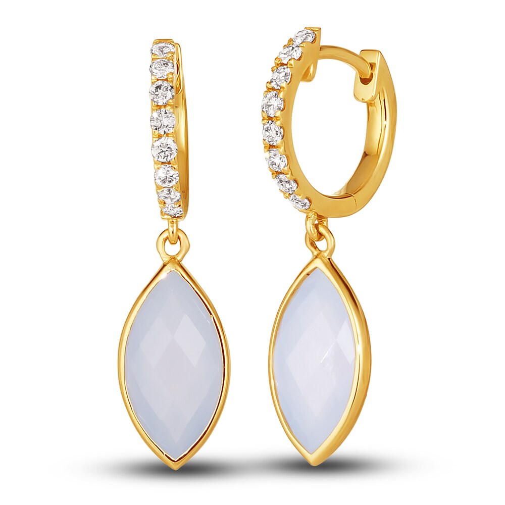 Le Vian Natural Blue Chalcedony Earrings 1/5 ct tw Diamonds 14K Honey Gold 6aXM5dPT Le Vian Natural Blue Chalcedony Earrings 1/5 ct tw Diamonds 14K Honey Gold 6aXM5dPT