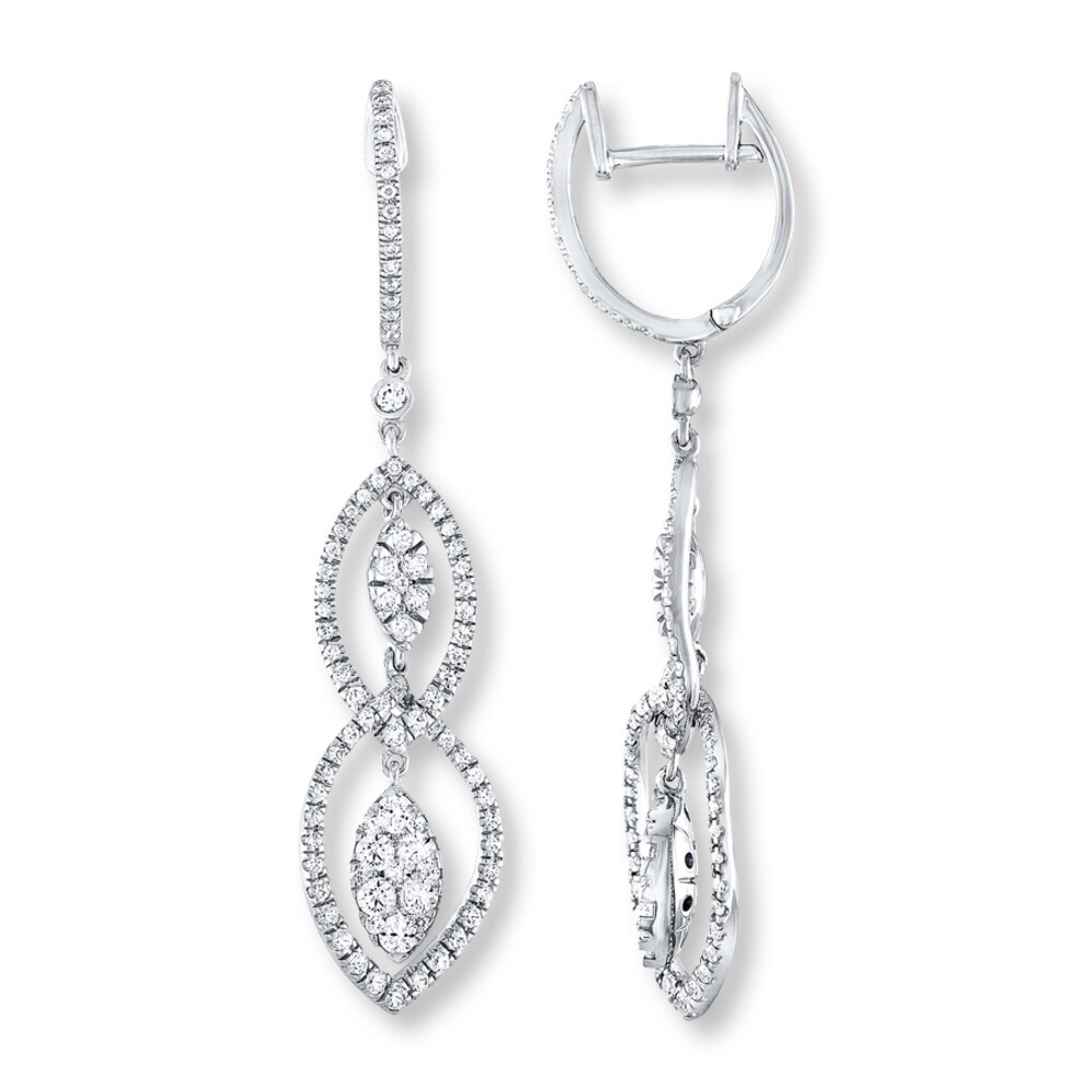 Diamond Dangle Earrings 1 ct tw Round-cut 14K White Gold 6clfah8U Diamond Dangle Earrings 1 ct tw Round-cut 14K White Gold 6clfah8U