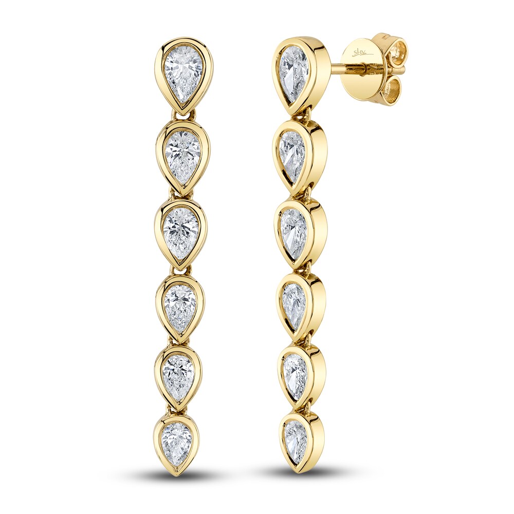 Shy Creation Diamond Dangle Earrings 1-3/8 ct tw Pear 14K Yellow Gold SC55024451 6fHYDR6R Shy Creation Diamond Dangle Earrings 1-3/8 ct tw Pear 14K Yellow Gold SC55024451 6fHYDR6R