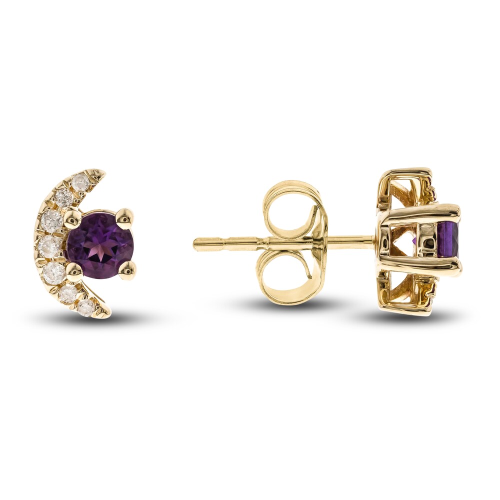 Natural Amethyst Earrings 1/15 ct tw Diamonds 14K Yellow Gold 6odB67xf Natural Amethyst Earrings 1/15 ct tw Diamonds 14K Yellow Gold 6odB67xf