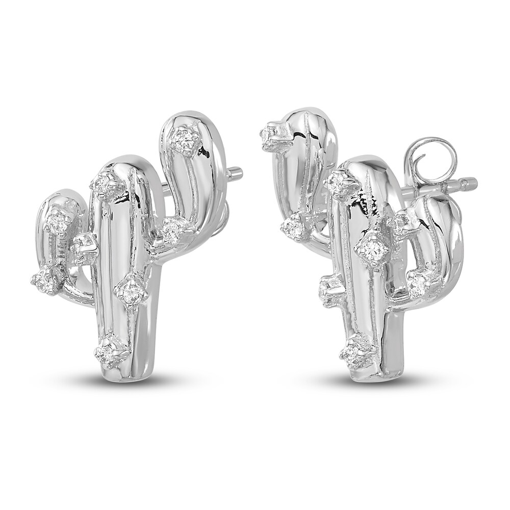 Diamond Cactus Stud Earrings 1/15 ct tw Round 14K White Gold 6uGvUCXO Diamond Cactus Stud Earrings 1/15 ct tw Round 14K White Gold 6uGvUCXO