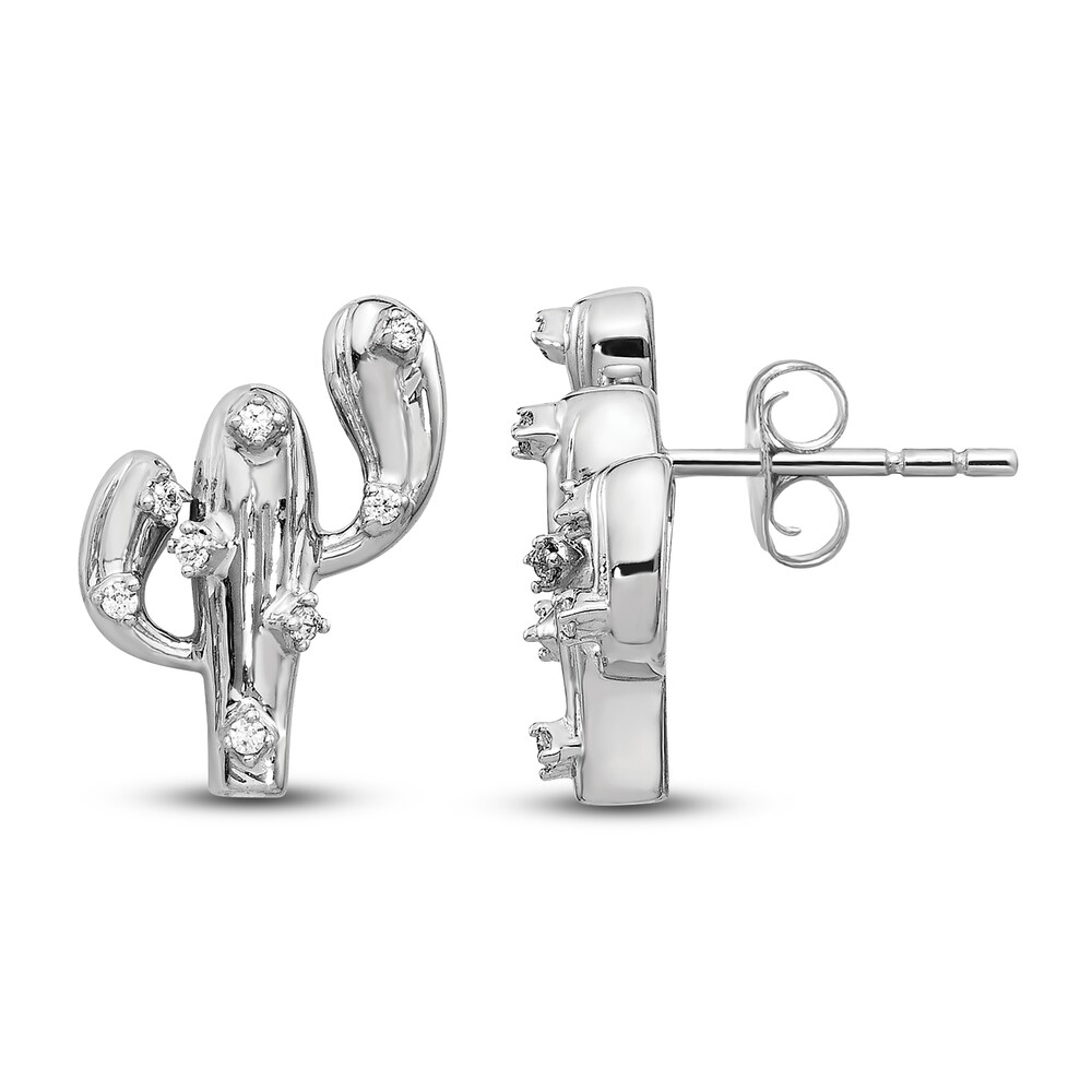 Diamond Cactus Stud Earrings 1/15 ct tw Round 14K White Gold 6uGvUCXO Diamond Cactus Stud Earrings 1/15 ct tw Round 14K White Gold 6uGvUCXO