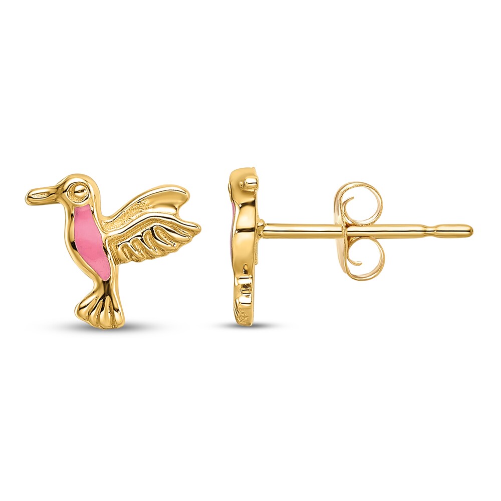 Hummingbird Stud Earrings Pink Enamel 14K Yellow Gold 6vULyDof Hummingbird Stud Earrings Pink Enamel 14K Yellow Gold 6vULyDof