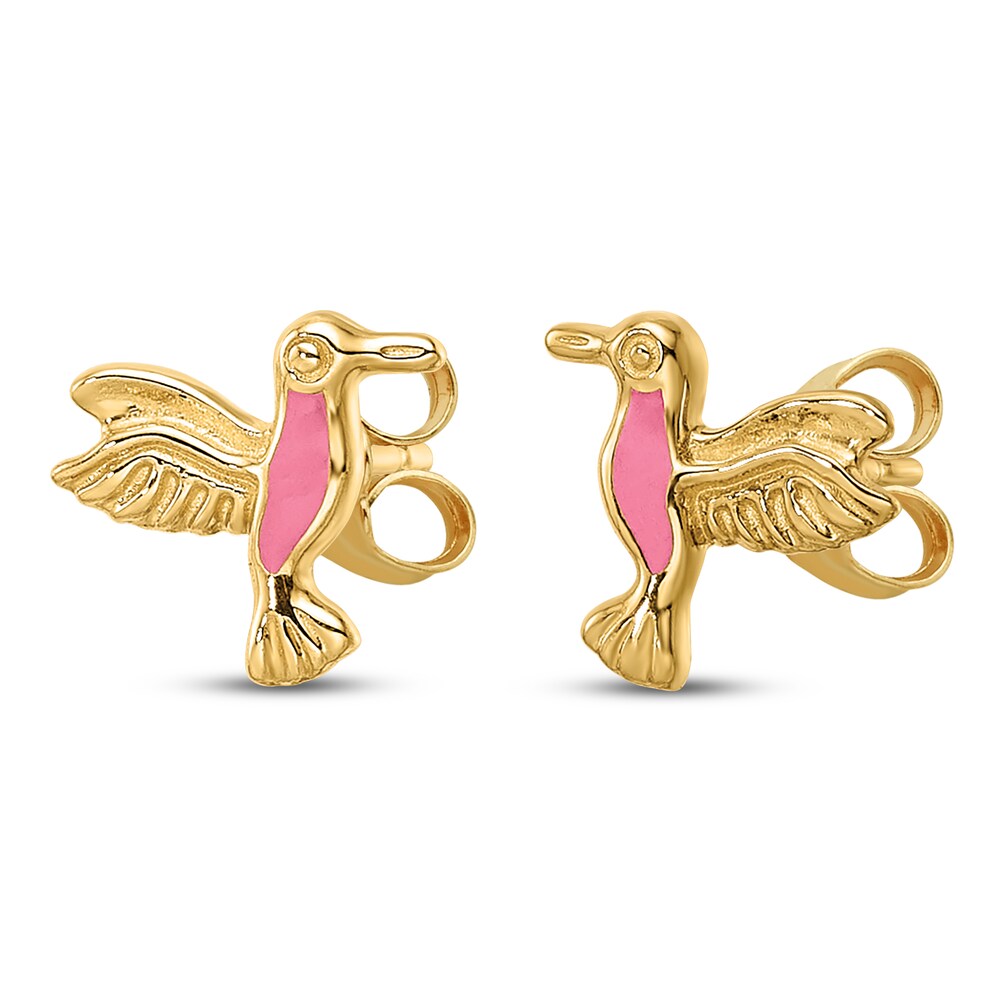 Hummingbird Stud Earrings Pink Enamel 14K Yellow Gold 6vULyDof Hummingbird Stud Earrings Pink Enamel 14K Yellow Gold 6vULyDof