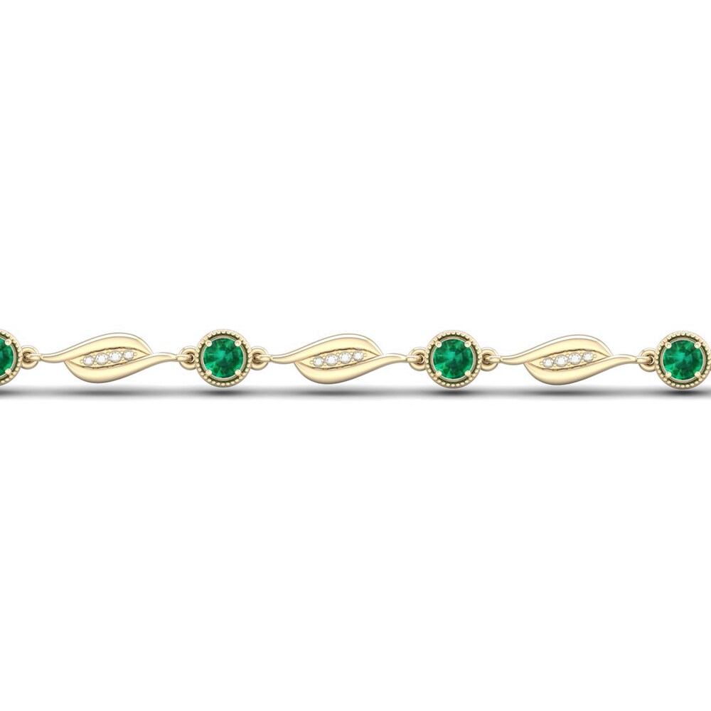 Lab-Created Emerald Bracelet Diamond Accents 10K Yellow Gold 6vpJ8EcM Lab-Created Emerald Bracelet Diamond Accents 10K Yellow Gold 6vpJ8EcM