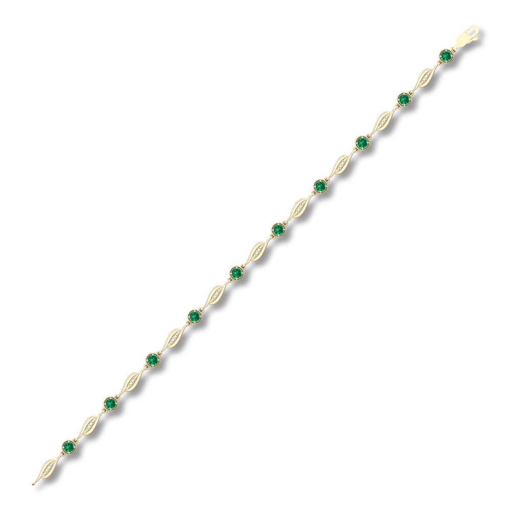 Lab-Created Emerald Bracelet Diamond Accents 10K Yellow Gold 6vpJ8EcM Lab-Created Emerald Bracelet Diamond Accents 10K Yellow Gold 6vpJ8EcM