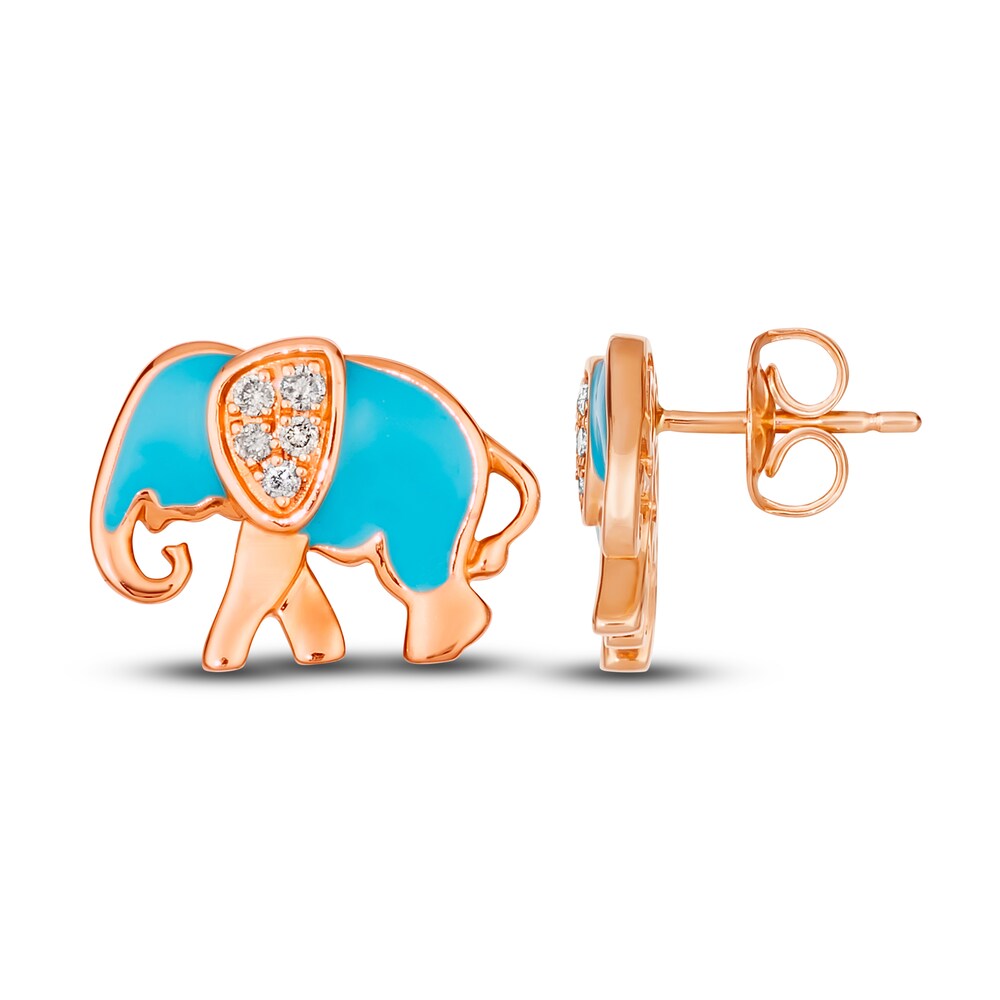 Le Vian Diamond Elephant Stud Earrings 1/15 ct tw Round Turquoise Enamel 14K Strawberry Gold 6zNjLSiY Le Vian Diamond Elephant Stud Earrings 1/15 ct tw Round Turquoise Enamel 14K Strawberry Gold 6zNjLSiY