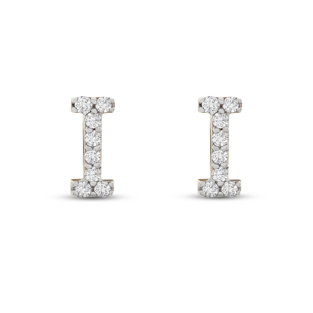 Diamond Letter I Earrings 1/10 ct tw Round 10K Yellow Gold 78KbcxYY